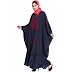 Designer Kaftan abaya with embroidery work- Navy Blue-Red